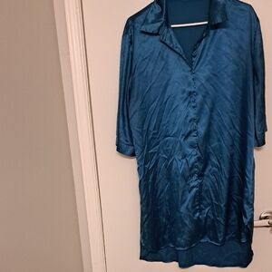 Womens Blue Silk Night Gown